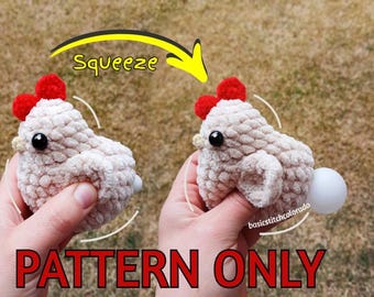 Haakpatroon Bubble Hen Leg Egg Plushie Stress Toy