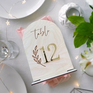 Table Numbers With Stands | Arched Table Sign | Wedding Table Numbers | Wedding Signage | Gold Acrylic Table Numbers | Wedding Table Decor