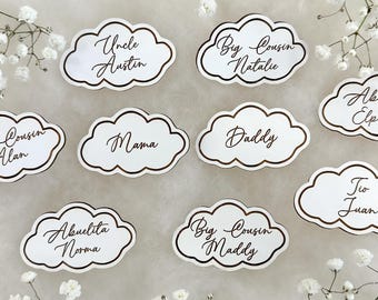 Personalized Cloud Theme Baby Shower Pins, Cloud Baby Shower Favors, Baby Shower Decor, Custom Baby Shower Pin Buttons, Custom Wooden Pins