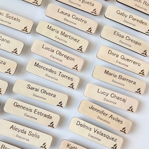 Personalized Wood Name Tags, Magnetic back, Wooden Name Badges, Engraved Wood Tags, Personalized Tags, ID,Magnetic Name Tag, Business, Event