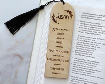 Personalized Bible Verse Bookmark | Christian Gift For Men | Faith Gift | Baptism Gift | Bible Journal | Engraved Personalized Wood Bookmark