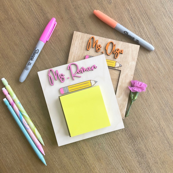 Personalized Sticky Notes Holder | Post-it Notes Pad | Sticky Note Dispenser | Personalized Sticky Note Pad Gift | Desk Note Pad Organizer