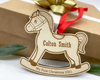Baby&#39;s First Christmas Ornament Rocking Horse Baby Ornament Personalized Baby&#39;s First Christmas Custom Ornament 1st Christmas