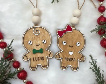 Personalisierte Lebkuchen-Plätzchen-Weihnachtsverzierung Benutzerdefinierte Lebkuchen-Junge-Mädchen-Namens-Weihnachtsdekor-Verzierungen