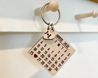 Calendar Keychain Special Date Meaningful Gift Favorite Day Valentine Day Gift, Anniversary, Wedding, Birth Gift, Proposal, Love Keychain