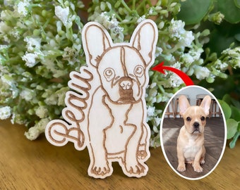 Gepersonaliseerde lasergegraveerde houten huisdiermagneet Custom lasergesneden vachtbaby's