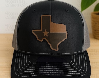 Custom Texas Patch Hat, Personalized Engraved Leather Patch Hat, Richardson 112 Trucker Hat, Texas State Hat, Gift for Him, Dad, Texas Gift