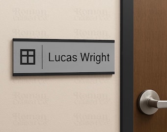 Placa de identificación de oficina personalizada con logotipo, letrero de oficina grabado a medida, placa de pared para oficina, placa con el cargo del puesto, etiqueta de identificación para la puerta del lugar de trabajo.