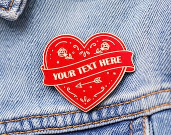 Aangepaste hartspeld Gepersonaliseerde valentijnsspeld Cadeau voor stellen vrienden Leuke reversspeld jas tas rugzak pin voor haar hem Hoedspeld voor koppels