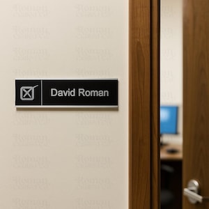 Name Sign Work Place Personalized Office Name Plate With Logo, Custom Engraved Office Sign ...