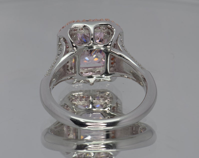 Custom Design Sparkle Like Diamond Pink and White Cubic Zirconia and 925 Silver Ring