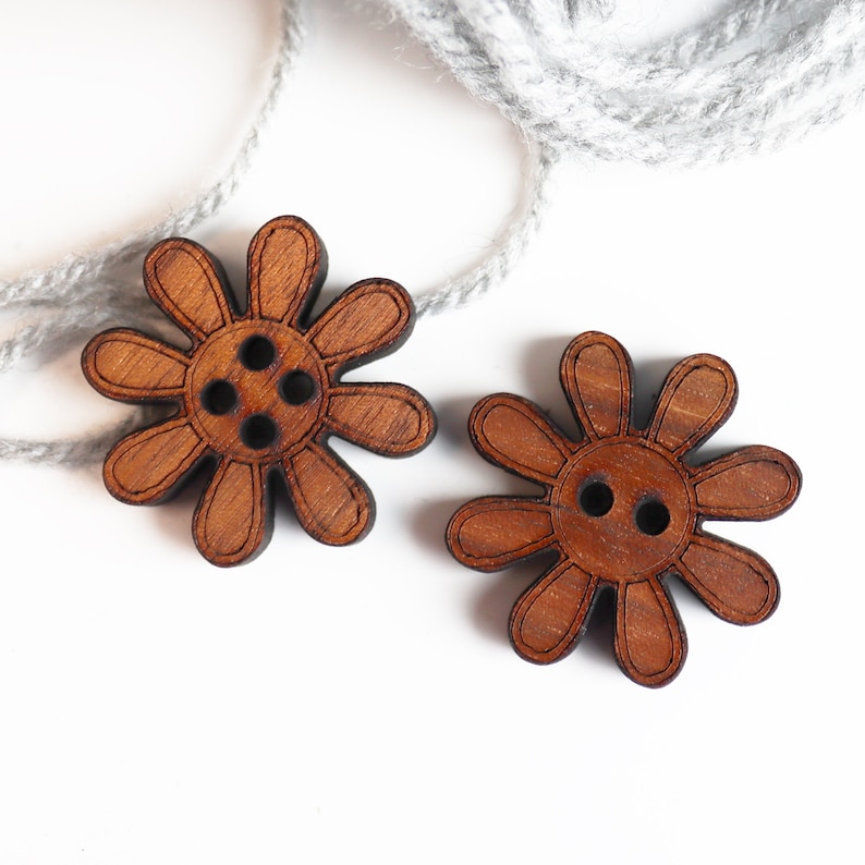 Wooden Buttons|flower Shaped Wood Laser Cut|knitting|sewing|crochet ...