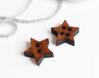 Wooden Buttons| star shaped |Knitting|Sewing|Crochet| craft pack of 10|oak veneer buttons|wooden shape buttons| knitting gift
