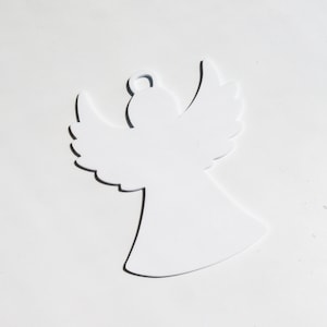 Espacios en blanco para manualidades de acrílico blanco de 2 mm / espacios en blanco para manualidades de acrílico en forma de ángel con agujero / decoración de ángel de 10 cm para manualidades / decoración colgante blanca