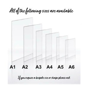 Hojas de acrílico transparente en blanco / espacios en blanco artesanales de acrílico / A6 - Hoja de acrílico transparente de tamaño A1 / Acrílico transparente para letreros / letreros de boda / acrílico liso