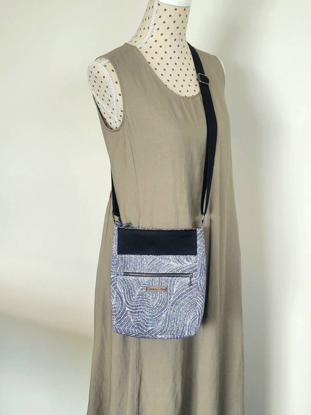 Mini Black Cross Body Bag/ Small Size Cross Body Bag/ Adjustable Length