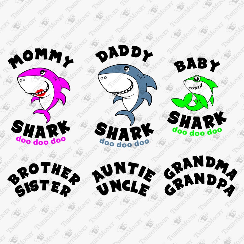 Download Mommy Shark SVG Daddy Shark SVGF Baby Shark SVG Auntie | Etsy