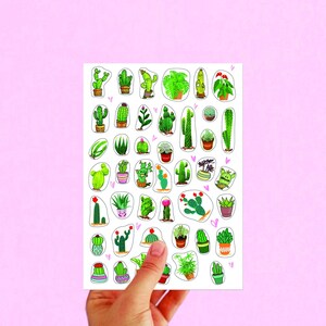 Pegatinas lindas para planificador, pegatinas de cactus, pegatinas pequeñas para planificador, hoja de pegatinas, pegatinas suculentas, pegatinas kawaii
