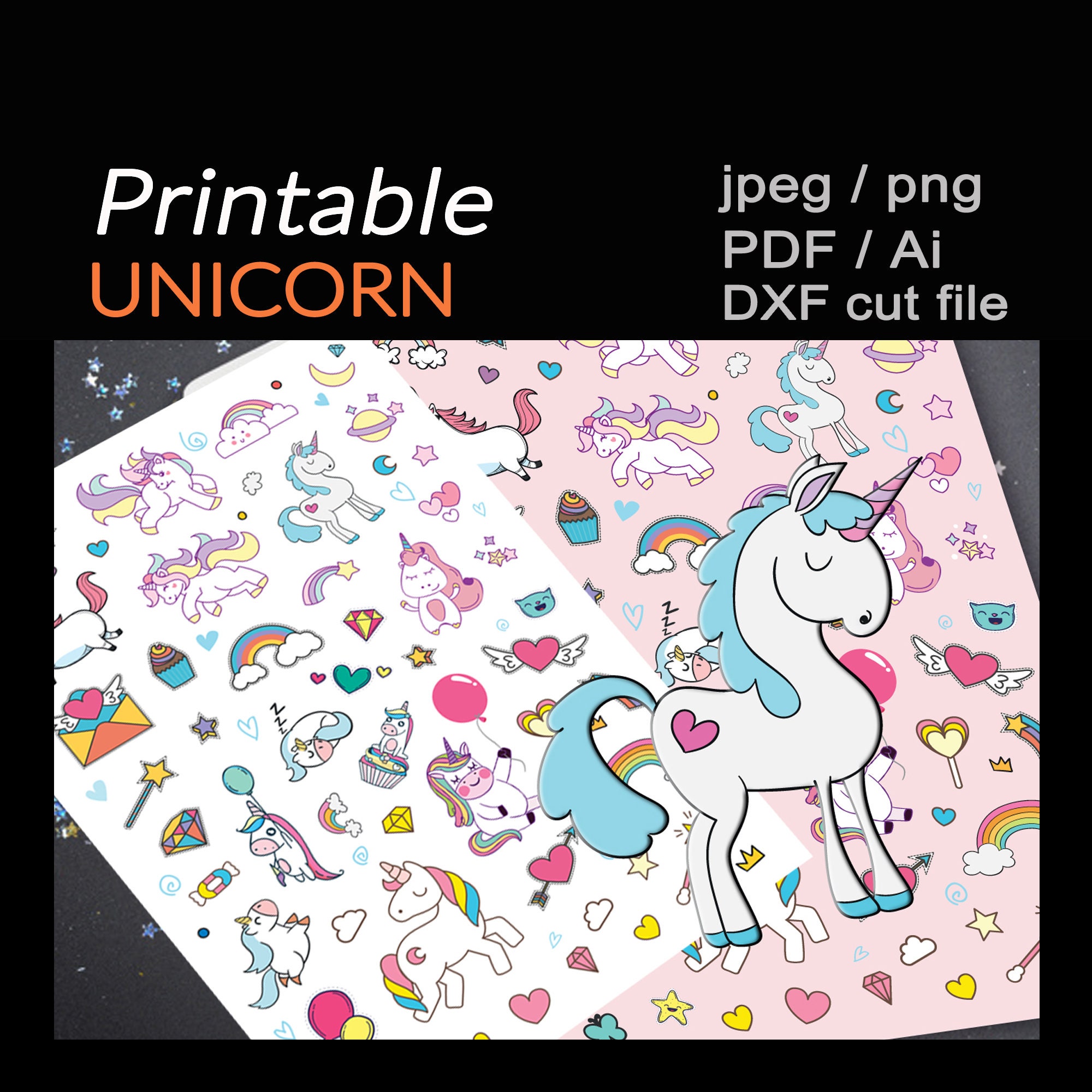 cute unicorn printable stickers bullet journal happy party etsy