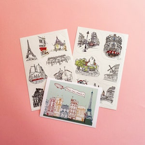 Stickers Paris, Stickers esthétiques, Stickers ordinateur portable, Stickers vinyle, Mini stickers, Stickers France, Planches d'autocollants de voyage, Stickers agenda