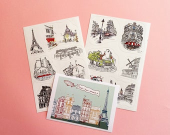 Paris stickers, Aesthetic stickers, Laptop stickers, Vinyl stickers, Mini Stickers, France stickers, Travel sticker sheets, Planner stickers