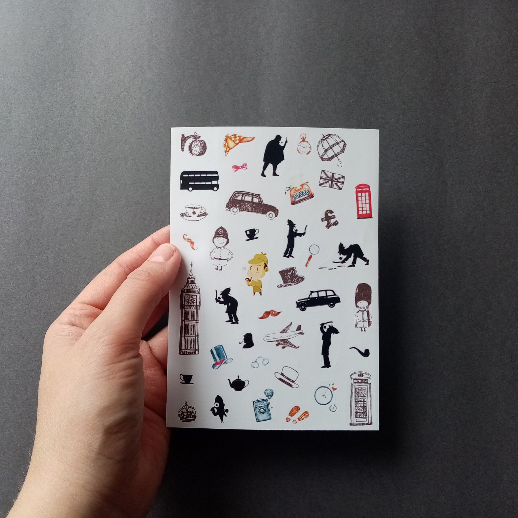 Sherlock Holmes sticker , Detective Stickers, England Travel Stickers, Sherlock Holmes decals for Bullet Journal, Laptop, Planner
