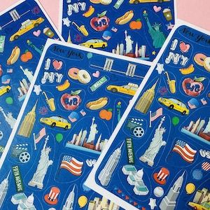 Adesivos de Nova York | Adesivo de Nova York | adesivos de viagem | Folha de adesivos para scrapbooking | Presente para amante dos EUA