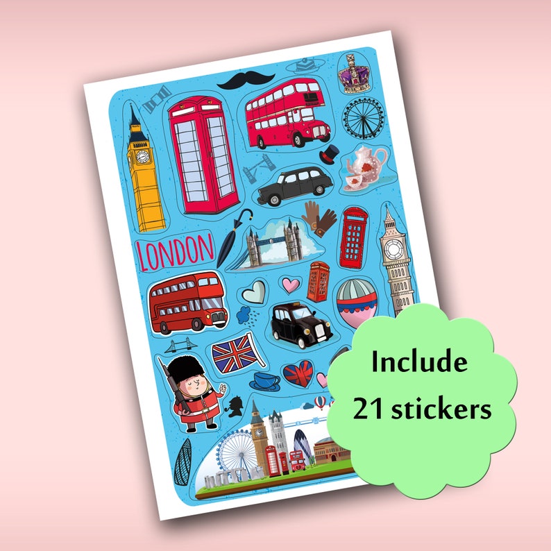 London Stickers Travel London Sticker Sheet England Decals British ...
