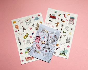 France stickers Paris stickers French Travel Sticker Sheet For Bullet Journal Planner Paris Scrapbooking Holiday stickers Voyage Lover Gift