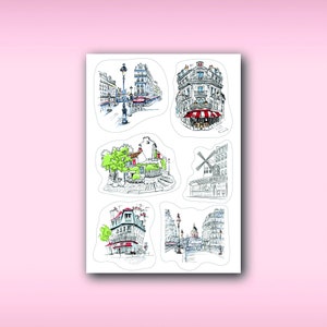 Feuille d'autocollants de voyage Paris France Planner Pack Scrapbook Moulin Rouge Stickers ordinateur portable Français Bullet Journal Tour Eiffel cadeau pour amoureux des voyages