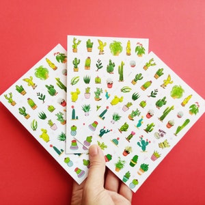 Mini adesivi, adesivo Cactus, adesivo Scrapbook, adesivi succulenti, Kawaii