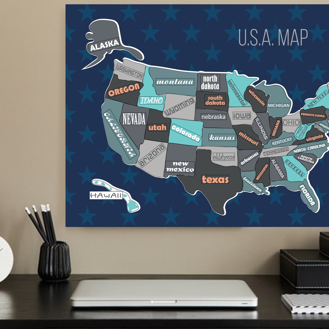 Printable USA stickers map /50 states travel map print/United | Etsy