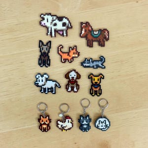 Stardew Valley Pixel Art Nyckelring eller Magnet, Bondgårdsdjur Hama Pärlor, Gamer Gåva