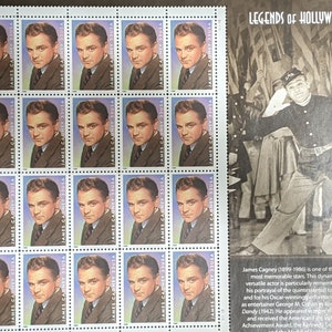 1999 US 33 cent stamps James Cagney mint sheet Scott&#39;s #3329