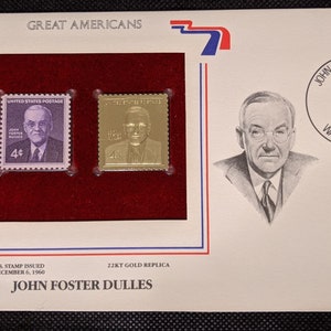 1960 22kt Gold John Foster Dulles USPS 1st Day Cover