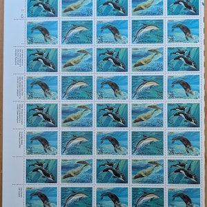 3411 外国切手 アメリカ 1990年 海の生物 イルカ 鯨 等 田型 8x クジラとイルカ シーライフ 1990 25セント 未使用郵便切手