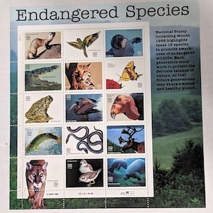 32 Cent 1996 Endangered Species  - Full Sheet of 15 vintage stamps