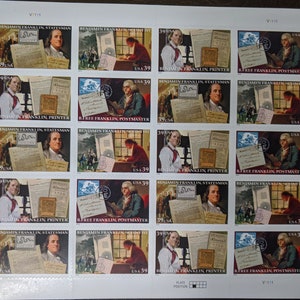 US 39 cent Benjamin Franklin 2006 stamp Full Sheet MNH Scott&#39;s #4021-24