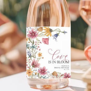 Love in Bloom Prosecco Bottle Labels, Love in Bloom Champagne Bottle Labels, Custom Bottle Labels, Mini Prosecco Bottle Favors, 352