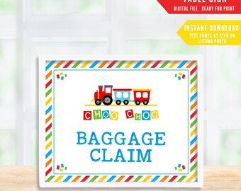 Baggage Claim Party Sign, Train Favor Sign, Train Birthday Party, Printable Train Sign, Train Party Decorations, Party Favor, Choo, 201