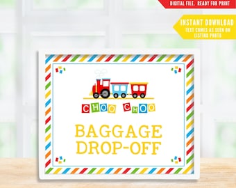 Baggage Drop-Off Table Sign, Train Birthday Signs, Gift Table Sign, Printable Train Birthday Sign, Choo Choo, Chugga Chugga, 201