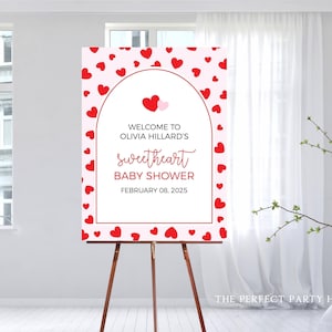 Un petit coeur de panneau de bienvenue pour baby shower, Saint Valentin baby shower, panneau de bienvenue chérie fille, petit coeur doux 386