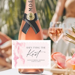 She&#39;s Tying the Knot Champagne Bottle Labels, She&#39;s Tying the Knot Bridal Shower, Custom Bottle Labels, Mini Bottle Favors, Prosecco 387