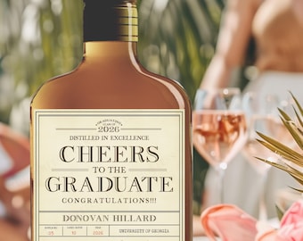 Graduation Whiskey Label, Custom Bourbon Whiskey Label, College Graduation Gift, Custom Graduation Gift, Class of 2026 Graduate