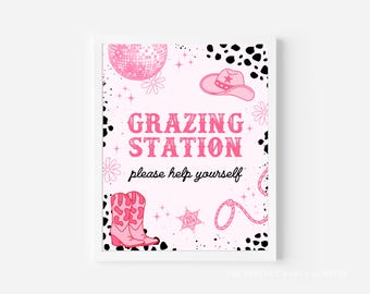 8x10 Grazing Station Birthday Sign, Rodeo Birthday Food Sign, Food Table Sign, Grazing Station, Second Rodeo Birthday Party Girl 368