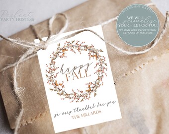 Happy Fall Gift Tags Fall Wreath Gift Tags Fall Appreciation Fall Teacher Gift Tag Fall Treat Tag Fall Thank You Tag T-2