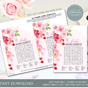 Baby douche woord zoeken spel, baby shower spelletjes, baby woord zoeken, woord zoeken, baby in bloei baby shower spelletjes, afdrukbare games, 351