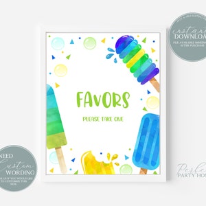Popsicle Birthday Party Favor Sign Summer Birthday Party Printable Sign Favor Sign Instant Download Treats Party Favor Boy Birthday 254