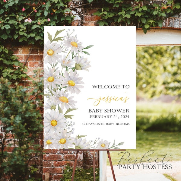 Baby in Bloom Baby Shower Welcome Sign, Daisey Welcome Sign, Spring Baby Shower, Printable Welcome Sign, Daisy Welcome Sign, 353