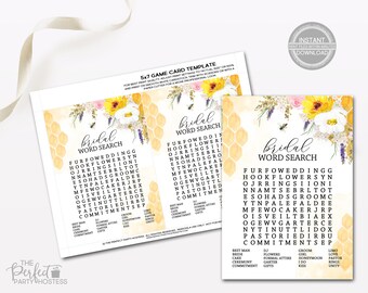 Bee Bridal Shower Word Search Game, Bridal Shower Games,  Bridal Word Search, Word Search, Bee Bridal Shower, Bride-to-Bee, Bee, 246